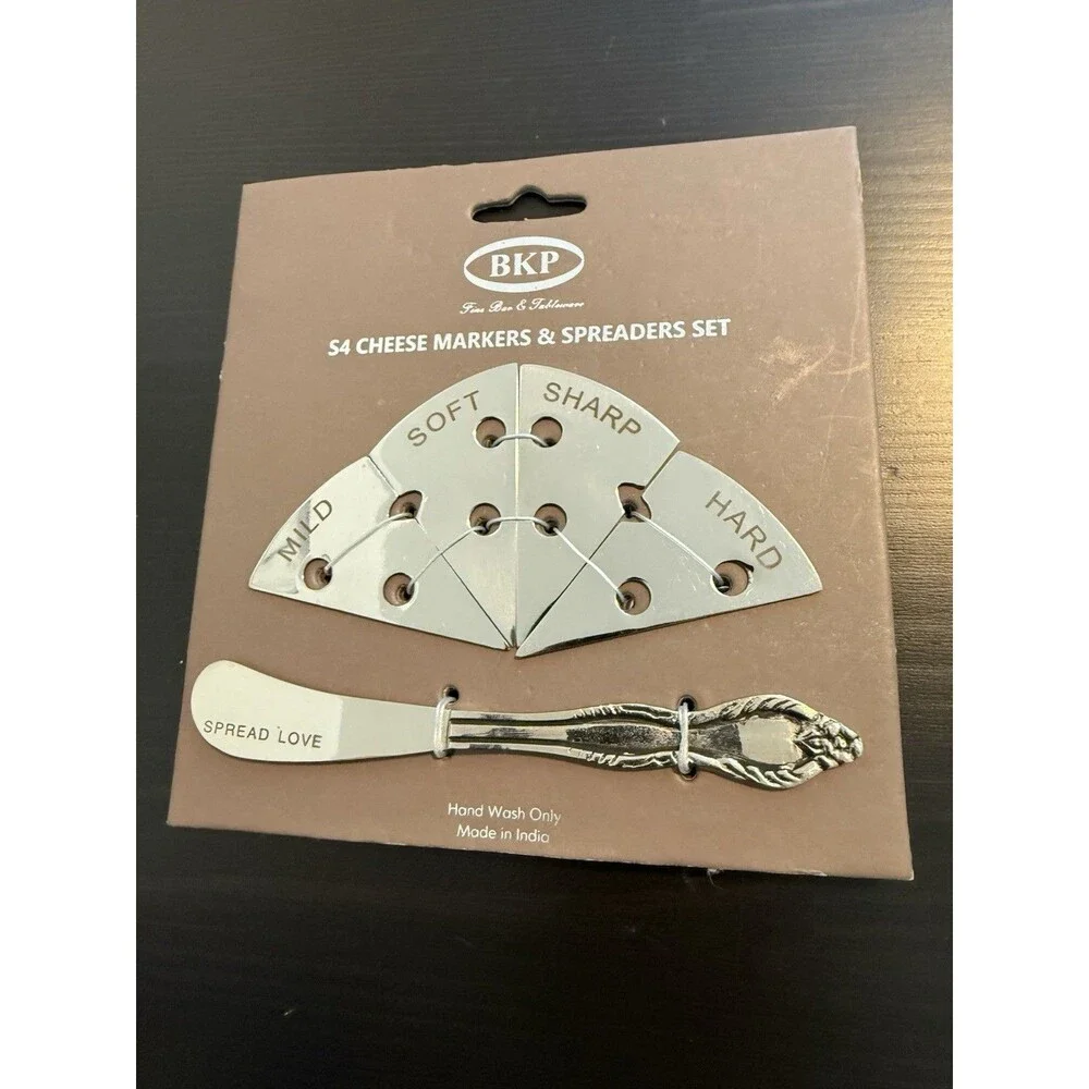 BKP Cheese Markers & Spreader Set Stainless Steel New Cheese Board